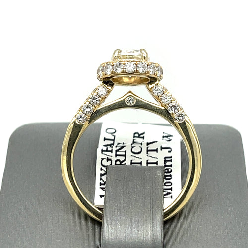 14K Yellow Gold 1.35CT Round Cut Diamond Engagement Ring, Size 5.5, 3.9G