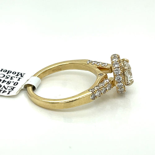 14K Yellow Gold 1.35CT Round Cut Diamond Engagement Ring, Size 5.5, 3.9G