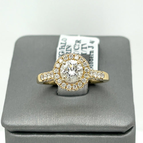 14K Yellow Gold 1.35CT Round Cut Diamond Engagement Ring, Size 5.5, 3.9G