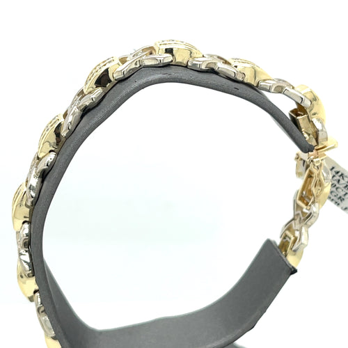 14k Two Tone Gold 2.50 CT Ladies Diamond Bracelet, 7.5", 25.2g
