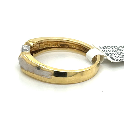 14k Yellow Gold 0.07 CT Diamond Men's Wedding Band, 5.1g, Size 10.75