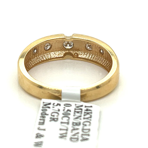 14k Yellow Gold 0.50 CT Diamond Men's Wedding Band, 5.7g, Size 10.5