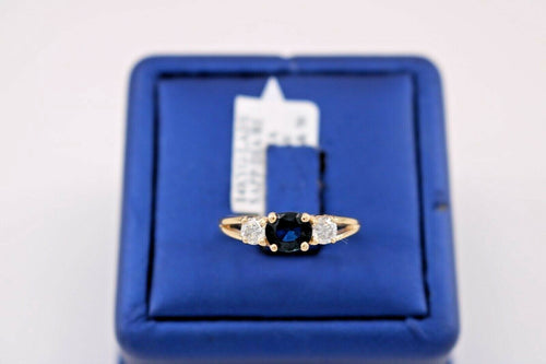 14k Yellow Gold 1.50 CT Sapphire & Diamond Ladies Ring, 3gm, Size 8.5