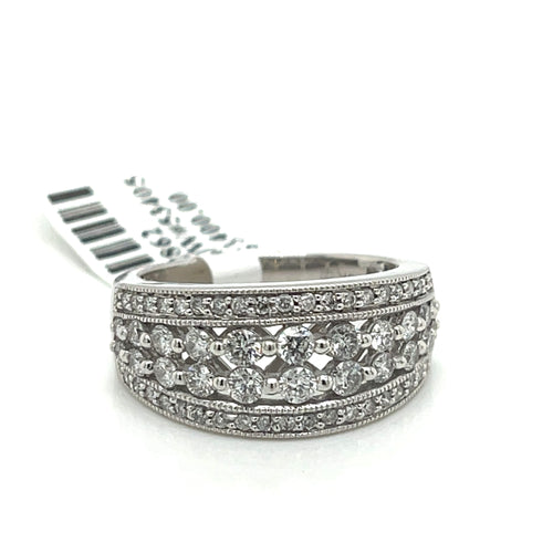 14K White Gold 1.00 CT Diamond Ladies Ring, 4.6gm, Size 6.75