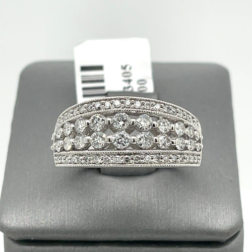 14K White Gold 1.00 CT Diamond Ladies Ring, 4.6gm, Size 6.75