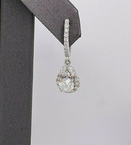 14k White Gold 2.50 CT Diamond Drop Earrings, 3.9gm