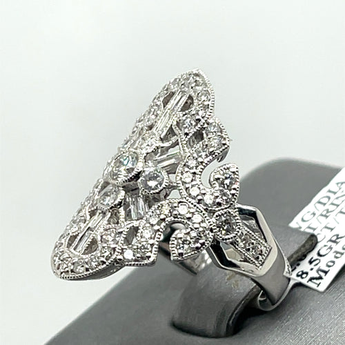 Ladies 18k White Gold 2.00 CT Diamond Cocktail Ring 8.5gm Size 6.75