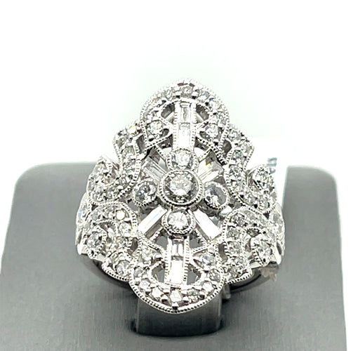 Ladies 18k White Gold 2.00 CT Diamond Cocktail Ring 8.5gm Size 6.75