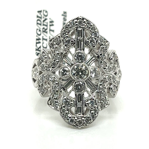 Ladies 18k White Gold 2.00 CT Diamond Cocktail Ring 8.5gm Size 6.75