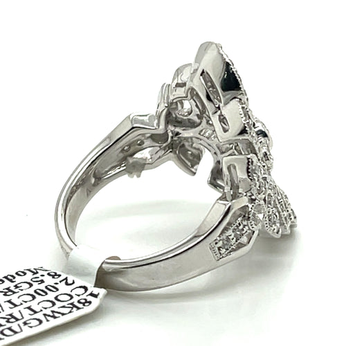 Ladies 18k White Gold 2.00 CT Diamond Cocktail Ring 8.5gm Size 6.75