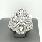 Ladies 18k White Gold 2.00 CT Diamond Cocktail Ring 8.5gm Size 6.75