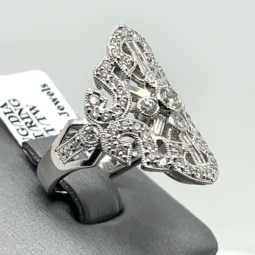 Ladies 18k White Gold 2.00 CT Diamond Cocktail Ring 8.5gm Size 6.75