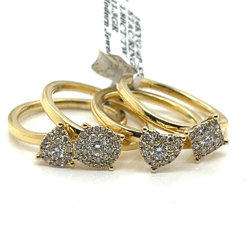 14k Yellow Gold 1.80 CT Diamond 4 Piece Stackable Bands, 11.3gm, Size 6