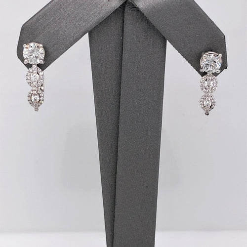 14k White Gold 1.75 CT Diamond Drop Earrings, 3.9g