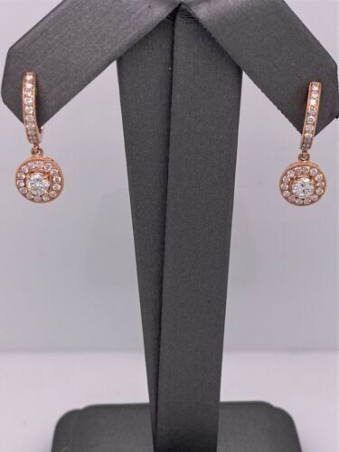 18k Rose Gold 2.00 CT Diamond Drop / Dangle Earrings, 2.8g