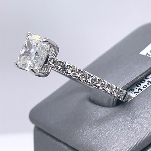 18k White Gold 3.00 CT Cushion Cut Diamond Engagement Ring, Size 6,