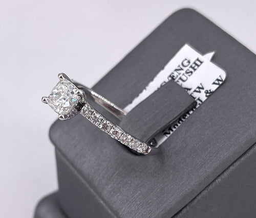 14k White Gold 1.50 CT Cushion Cut Diamond Engagement Ring 2.9g