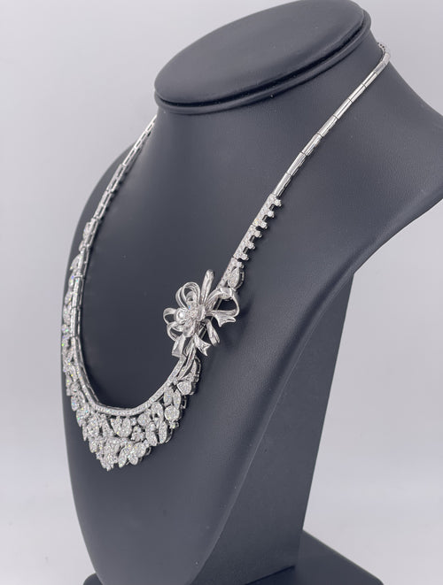 18k White Gold 14.50CT Diamond Fancy Cocktail Necklace, 64.4gm, 19"