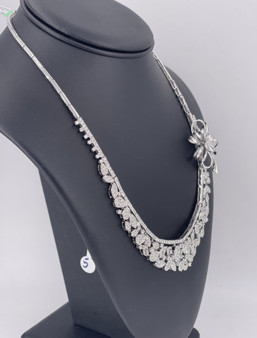 18k White Gold 14.50CT Diamond Fancy Cocktail Necklace, 64.4gm, 19"