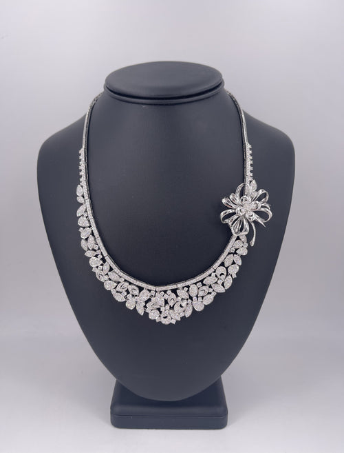 18k White Gold 14.50CT Diamond Fancy Cocktail Necklace, 64.4gm, 19"