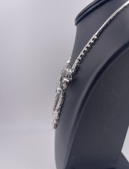 18k White Gold 14.50CT Diamond Fancy Cocktail Necklace, 64.4gm, 19"