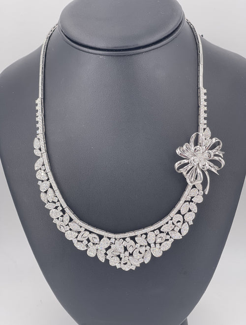 18k White Gold 14.50CT Diamond Fancy Cocktail Necklace, 64.4gm, 19"