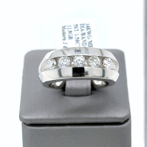 14k White Gold 1.50 CT Diamond Men's Wedding Band, 11.9g, Size 10