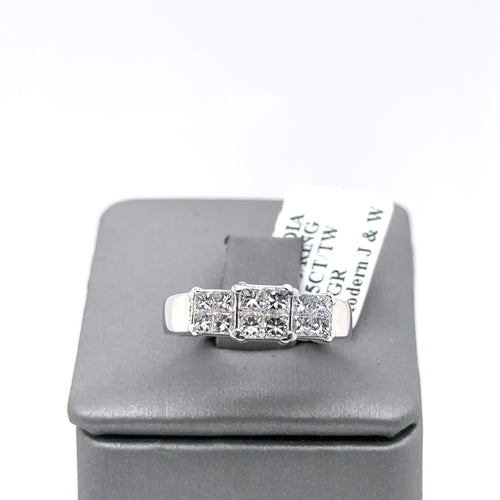 14k White Gold 0.75 CT Diamond Past Present Future Engagement Ring