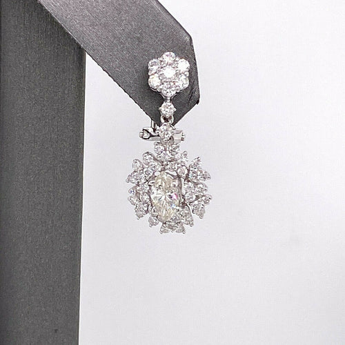 18k White Gold Ladies 3.00 CT Diamond Drop Earrings, 5.2gm