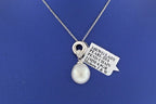 14k White Gold 11mm Pearl & Diamond Ladies Pendant, 4.9gm