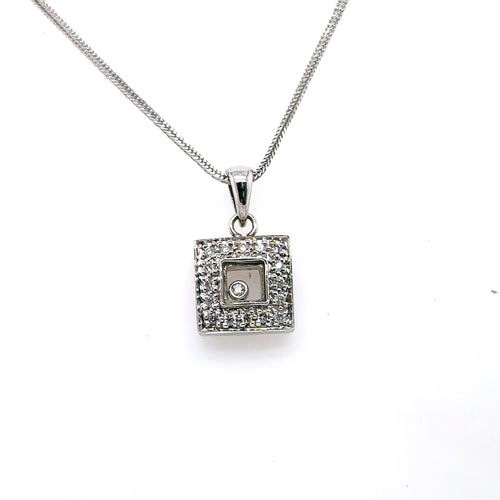 14k White Gold 0.25 CT Diamond Pendant Necklace, 4.6gm, 18"