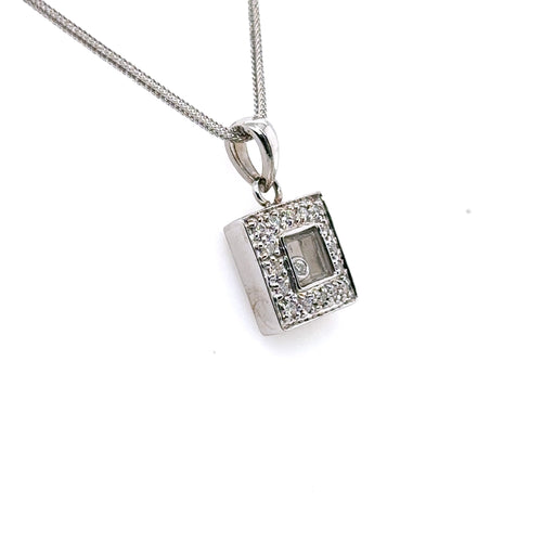 14k White Gold 0.25 CT Diamond Pendant Necklace, 4.6gm, 18"