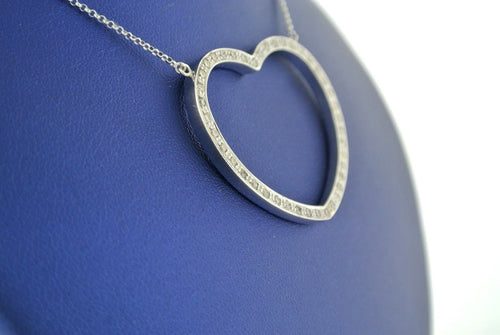 14k White Gold 1.00 CT Diamond Heart Necklace, 8.5gm, 16", S103252