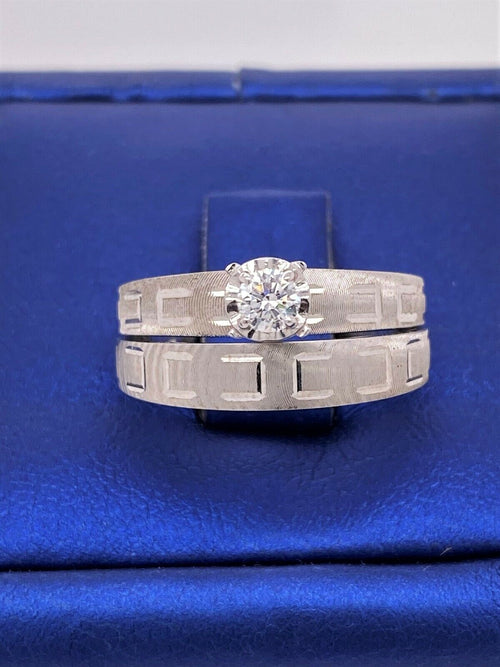 14k White Gold 0.20 CT Diamond 3 Piece Set, 8.3g, Size 6.5/10, S106782