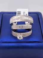 14k White Gold 0.20 CT Diamond 3 Piece Set, 8.3g, Size 6.5/10, S106782