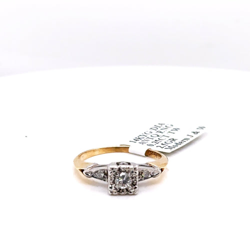Antique 14k Two Tone Gold 0.25CT Diamond Engagement Ring 2.5gm,Size 5.75,S102806