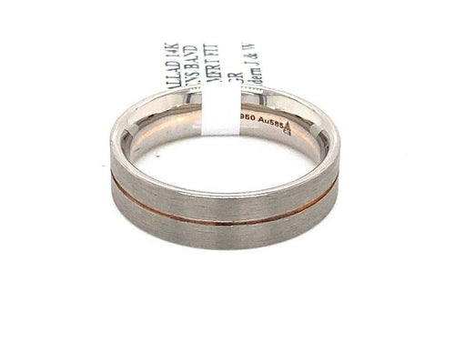 Palladium & 14k Rose Gold Men's Comfort Fit Wedding Band, 7.3g, Size 9, S106549