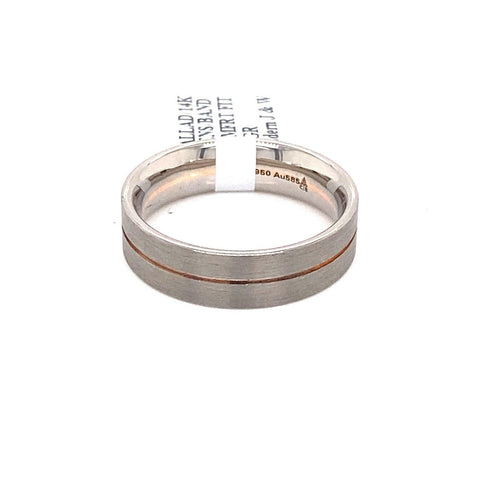 Palladium & 14k Rose Gold Men's Comfort Fit Wedding Band, 7.3g, Size 9, S106549