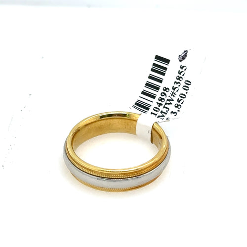 18k Yellow Gold & Platinum Comfort Fit Men's Wedding Band, 11.1gm,S104898