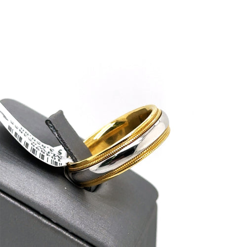 18k Yellow Gold & Platinum Comfort Fit Men's Wedding Band, 11.1gm,S104898