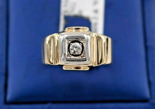 14k Two Tone Gold 0.15 CT Diamond Men's Pinky Ring, 6.5gm, Size 7.5, S104691