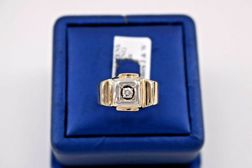 14k Two Tone Gold 0.15 CT Diamond Men's Pinky Ring, 6.5gm, Size 7.5, S104691