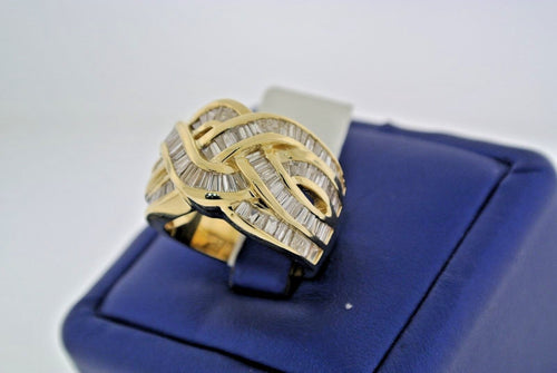 14k Yellow Gold 3.00CT Baguette Diamond Ladies Wide Ring, 14.8gm, Size 7, S13531