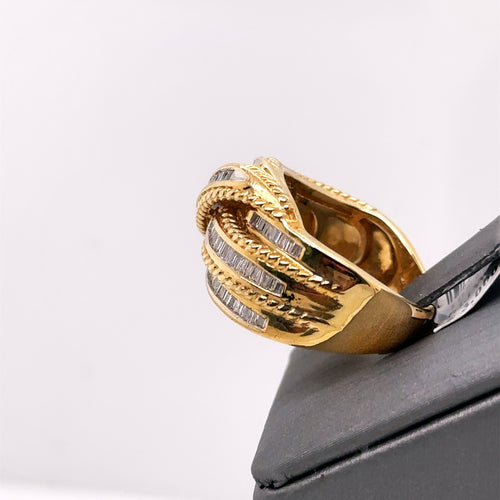 14k Yellow Gold 1.00CT Ladies Baguette Diamond Ring, 9.0gm, Size 8, S105125