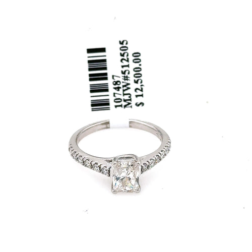 14k White Gold 1.50 CT Radiant Cut Diamond Engagement Ring, Size 6.75 S107487