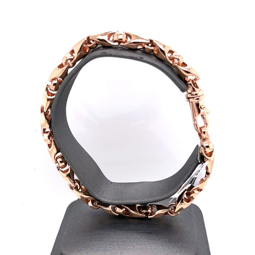 14k Rose Gold Men's Fancy Bracelet, 27.2gm, 8.5mm, 8.5", S107517