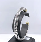 David Yurman silver & 14k Yellow Gold Men Cable Classic Cuff Bangle, 42Gm