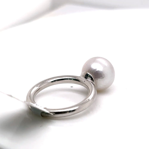 18k White Gold 11.5mm Tahitian White Pearl Ring, 7.5g, Size 6.75, S107253