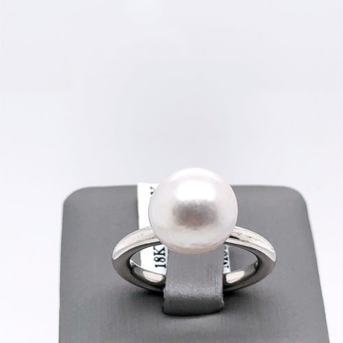 18k White Gold 11.5mm Tahitian White Pearl Ring, 7.5g, Size 6.75, S107253