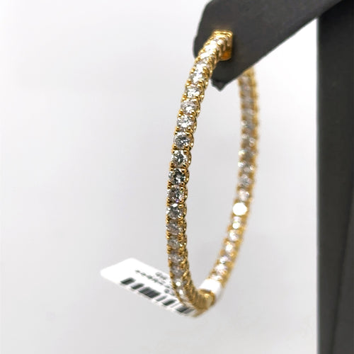 14k Yellow Gold 6.45CT Diamond Inside Out Hoop Earrings, 13.3gm, S107569